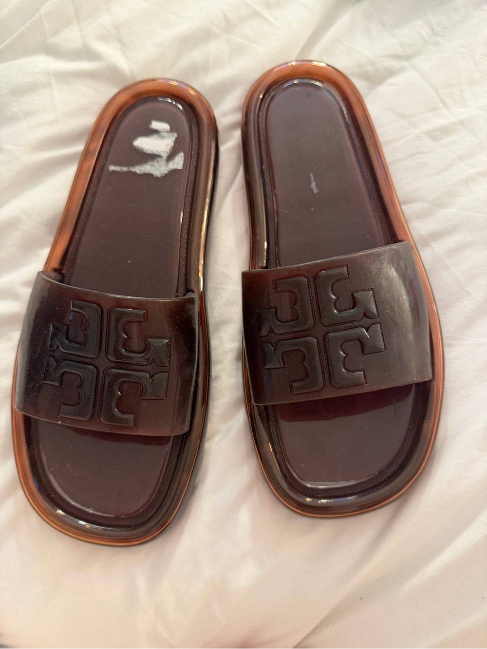 Tory Burch Brown Leather Logo Slide Sandals NWT 9 - Picture 2 of 4